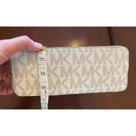 Michael Kors Dome Crossbody Bag Signature Logo Brown Leather Strap Gold Details - Picture 13 of 15